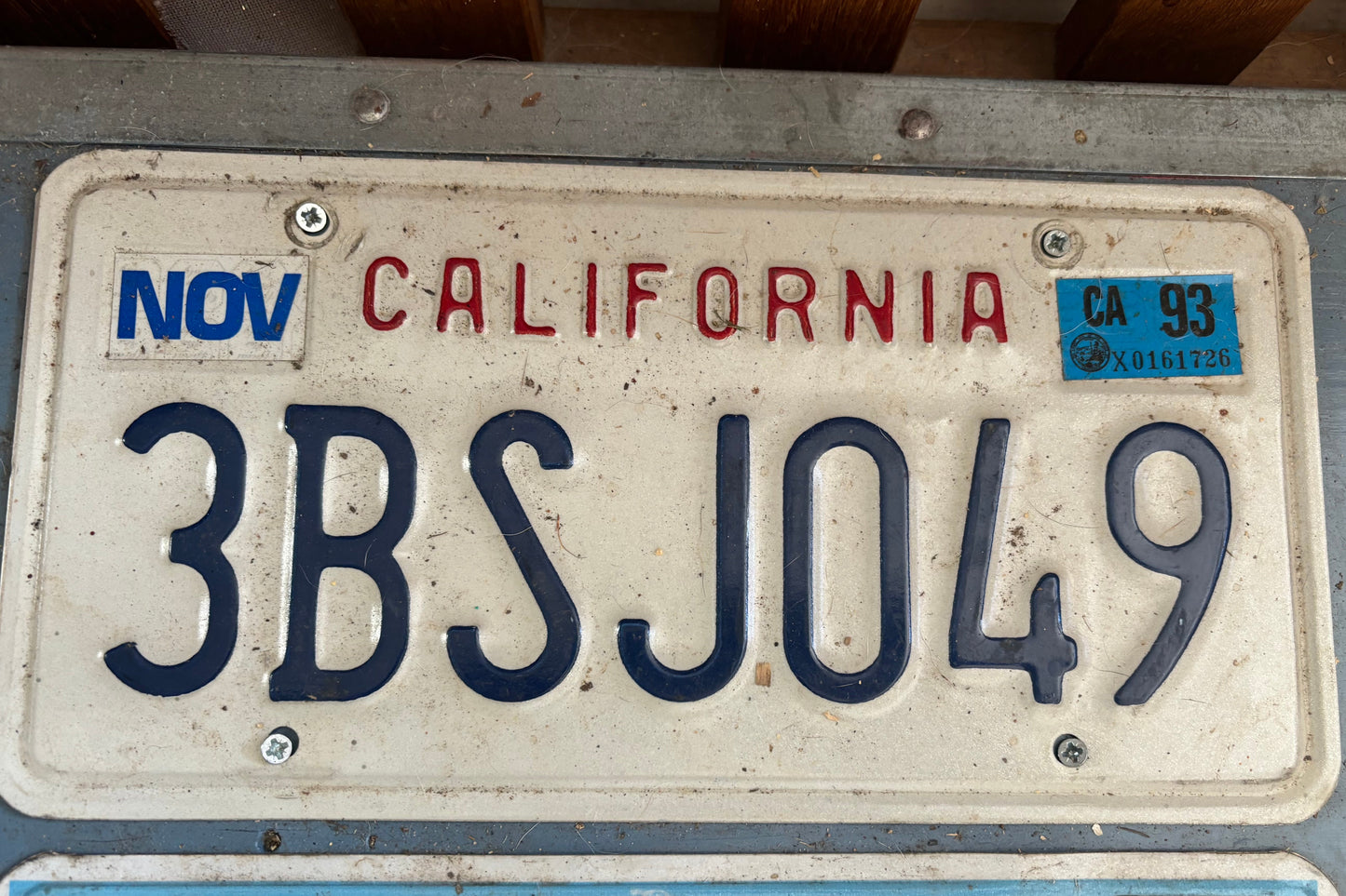 3BS J049 California License Plate