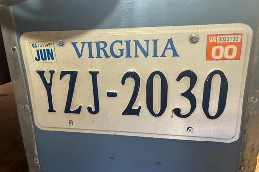 YZJ-2030 Virginia Licsene Plate