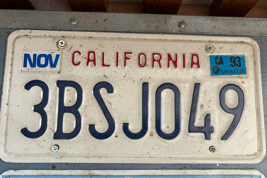3BS J049 California License Plate