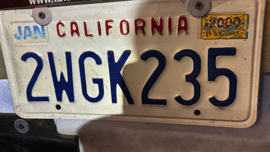 2WGK 235 California License Plate