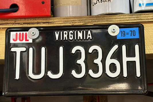 TUJ 336H Virginia License Plate