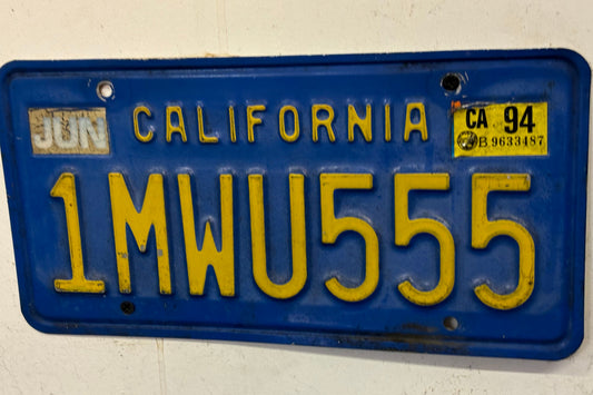 1 MWU555 California License Plate