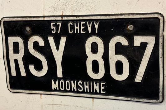 RSY 867 57 Chevy Moonshine License Plate