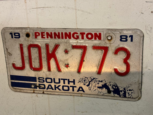 JOK 773 South Dakota License Plate