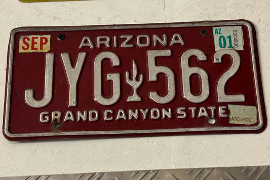 JYG 562 Arizona License Plate