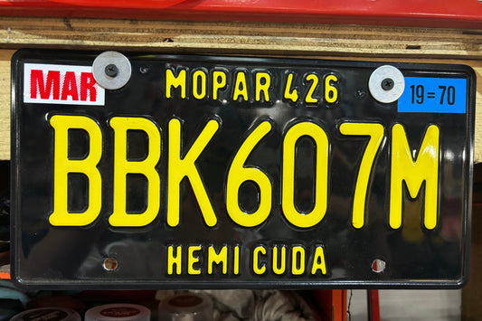 BBK 607M HEMI CUDA License Plate